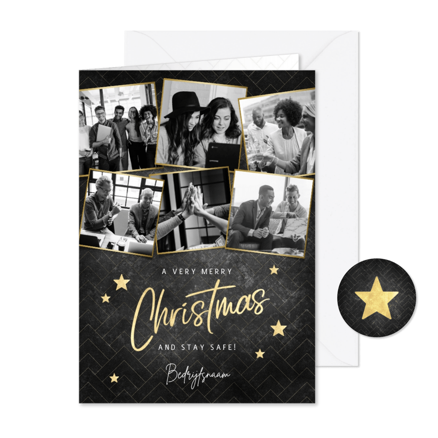 Zakelijke vintage kerstkaart fotocollage - Kaartimpressie