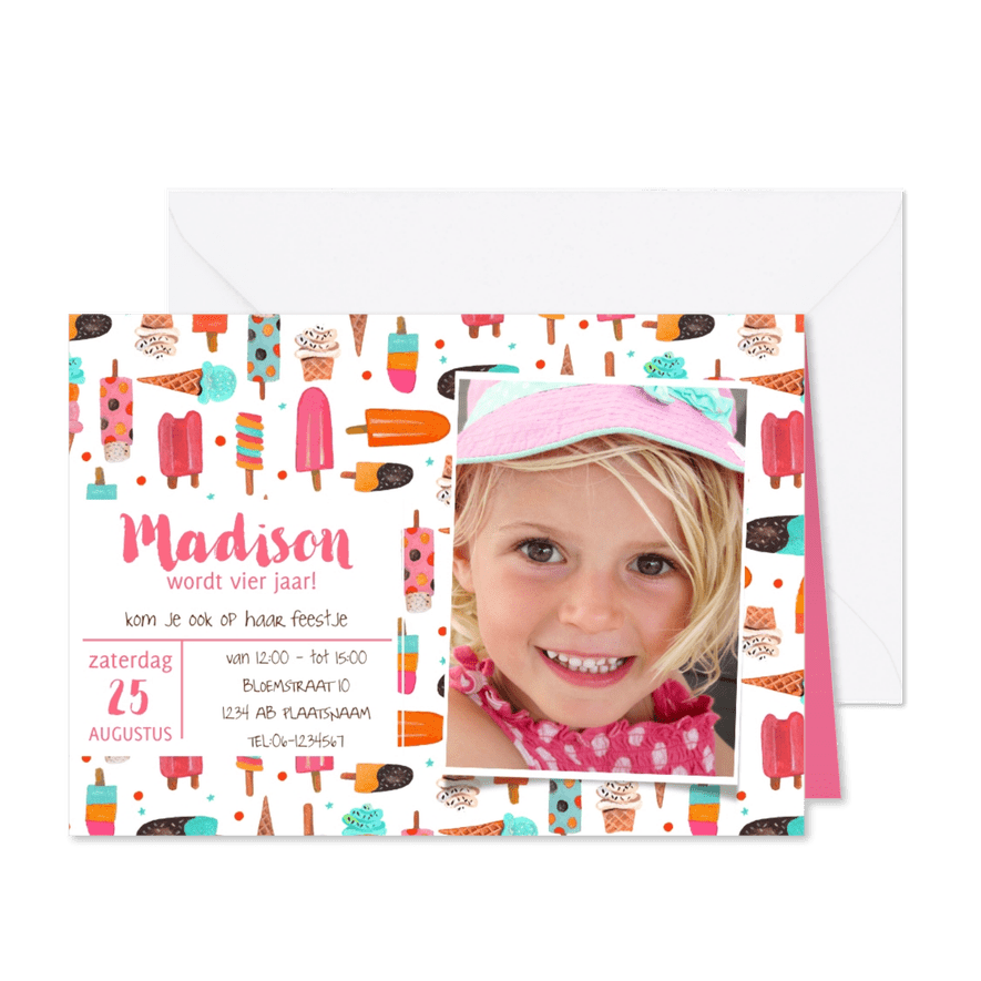 Zomer ijsjes feest verjaardag - Kaartimpressie