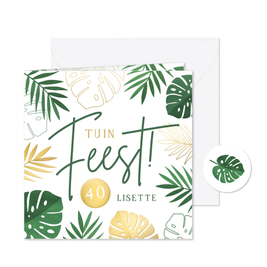 Zomerse botanische uitnodiging voor een feestje of barbecue - Kaartimpressie