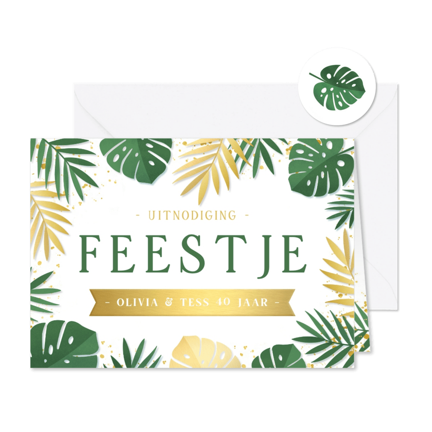 Zomerse botanische uitnodiging voor een tuinfeest of feestje - Kaartimpressie