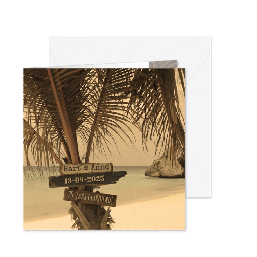 Zomerse jubileum kaart strand - Kaartimpressie