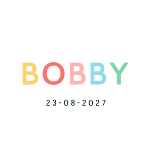 Vrolijk gekleurde sticker met eigen teksten, voor doopviering, bedanken of verjaardag