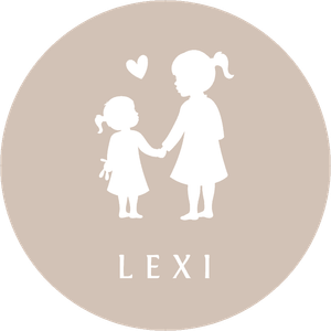Ronde sticker van 2 meisjes met naam, silhouet hand in hand beige