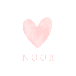 Ronde sticker met waterverf hartje in roze bedanken voor geboorte, communie, traktatie of verjaardag