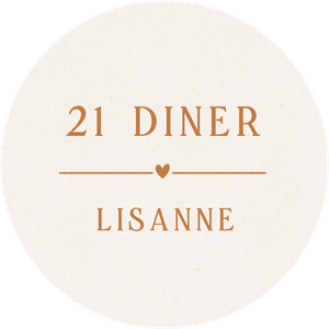 Stijlvolle sticker voor een 21 diner, geheel naar eigen smaak te maken.