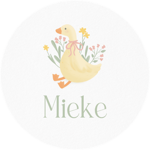 Lieve sticker met eigen naam en afbeelding van een kleine gans