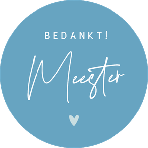 Leuke ronde sticker om een bedankje voor meester mee te versieren aan het einde van het schooljaar.