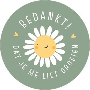 Schattige ronde sticker met bloemetjes illustratie voor een leraar. Bedankt dat je me liet groeien!