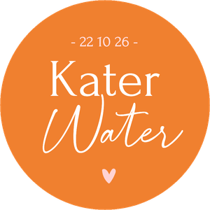 Grappige ronde sticker om op een flesje water te plakken. Als bedankje aan het einde van de trouwdag