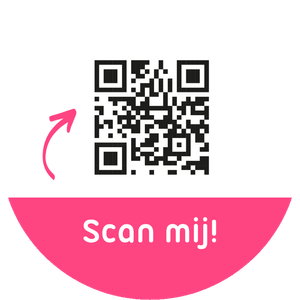 Kleine ronde sticker (42mm) waar je een eigen QR code op kan plaatsen voor op promotiemateriaal.