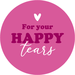 Een ronde sticker voor Happy Tears op jullie bruiloft. Leuk om op een zakdoekje te plakken.