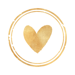 Een algemene ronde sticker met hartje en gouden cirkel. Geschikt voor allerlei gelegenheden.