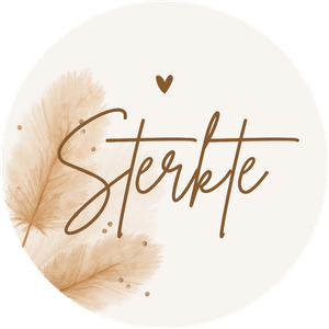 Een stijlvolle ronde sticker met pampasgras en 'sterkte'
