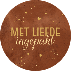 Een liefdevolle sticker, leuk om op een cadeau te plakken. Met liefde ingepakt!