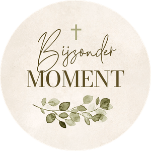 Een christelijke cadeausticker, voor een bijzonder moment zoals een doop, vormsel of communie.