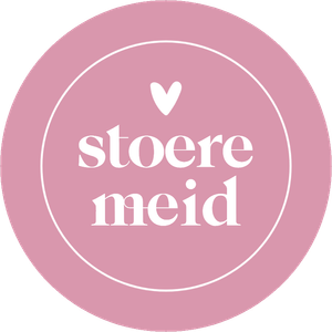 Ronde sticker geboorte stoer meisje baby roze