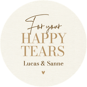 Een leuke beige Happy Tears sticker, leuk om op een tissue te plakken!