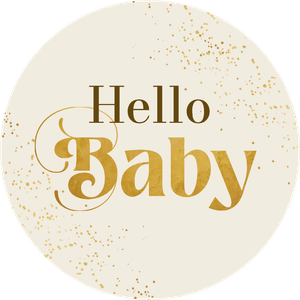 Een neutrale feestelijke sticker, leuk voor op een kraamcadeau! Met goud en beige.