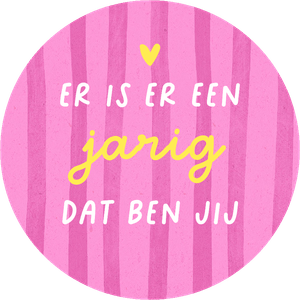 Een feestelijke en kleurrijke ronde sticker, leuk om op een verjaardagscadeau te plakken.