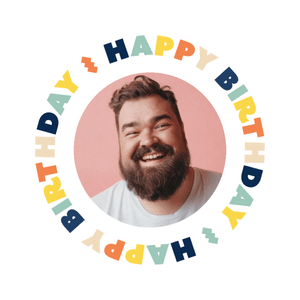 Een leuke persoonlijke verjaardagssticker met foto van de jarige