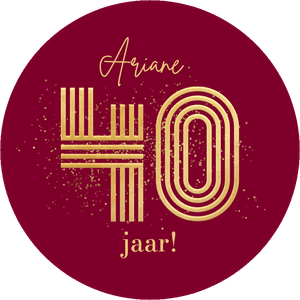 Ronde sticker verjaardag 40 jaar goud spetters