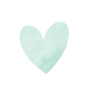 Witte sluitzegel met mintgroen hartje in waterverf stijl