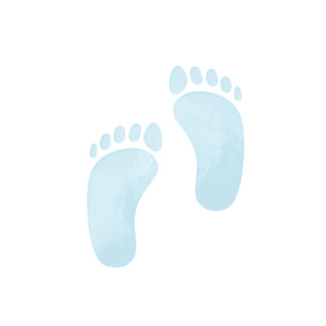 Witte sluitzegel met blauwe voetjes in waterverf stijl