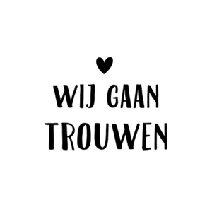Witte sluitzegel met de tekst 'Wij gaan trouwen’ 