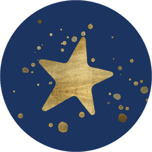 Ster blauw met gouden spetters