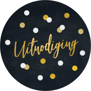 Uitnodiging confetti zwart