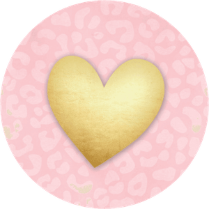 Gouden hart met roze panterprint