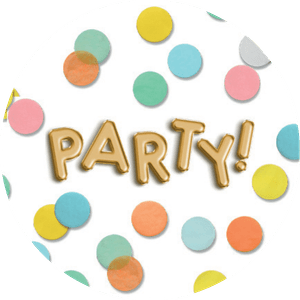 Ballonnen party met gekleurde confetti