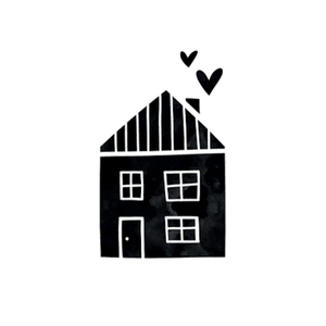 Zwart huisje met hartjes