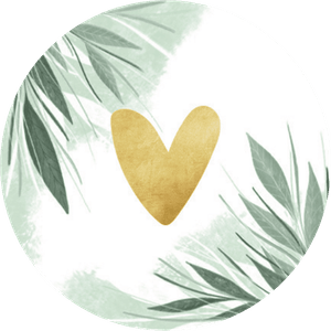 Sluitzegel met botanische takjes en goudlook hartje