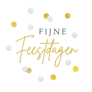 Witte sluitzegel met tekst fijne feestdagen en confetti