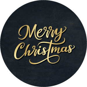 Sierlijke zwarte sluitzegel met goudlook tekst Merry Christmas