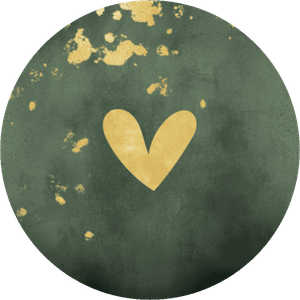 Groene sluitzegel met een goudlook hartje