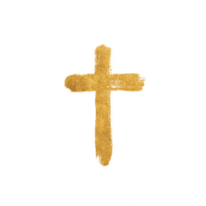 Witte sluitzegel met een kruisje in goudlook