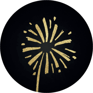 Zwarte sluitzegel met gouden vuurwerk