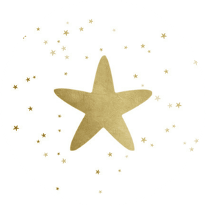 Witte sluitzegel met gouden ster en sterretjes