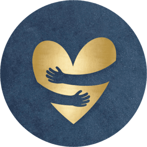 Blauwe sluitzegel gouden knuffelhart