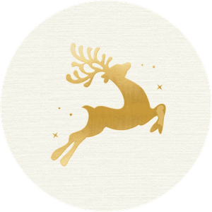 Witte sluitzegel met gouden rendier en sterren