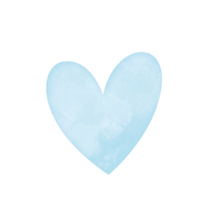 Witte sluitzegel met een blauw waterverf hartje er op.