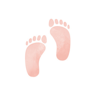 Witte sluitzegel met roze waterverf voetjes