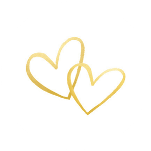 Witte sluitzegel met 2 gouden open hartjes.