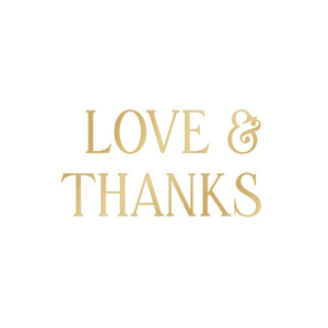 Witte sluitzegel met goudlook tekst 'Love & Thanks'