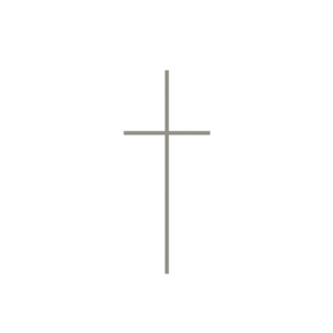 Witte sluitzegel met een stijlvol dun rouwkruis erop