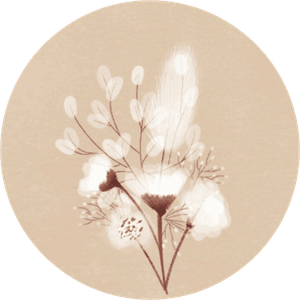 Zandkleurige sluitzegel met geïllustreerd veldbloemen erop