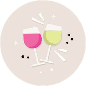 Feestelijke sluitzegel met 2 proostende glazen wijn