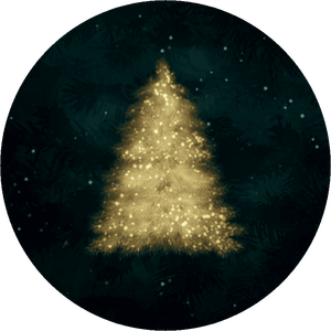 Donkergroene sluitzegel met een gouden kerstboom